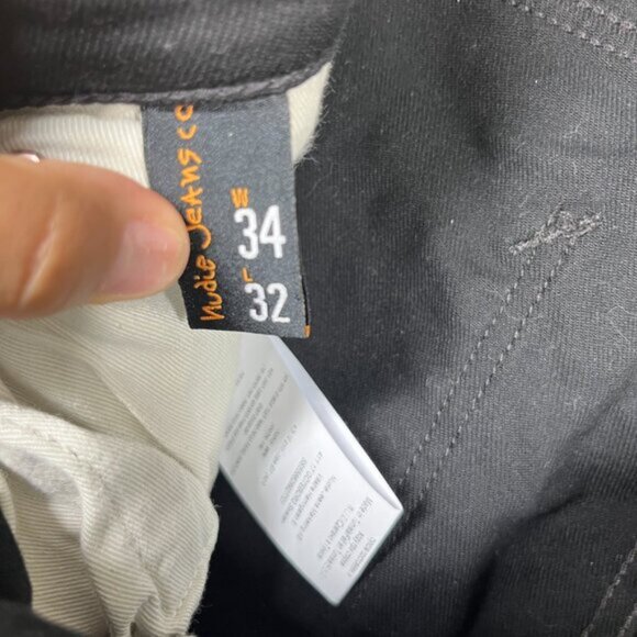 NUDIE Lean Dean Dry Everblack Jeans Mens W34/L30 Slim Fit Black Denim Zip Fly - Picture 3 of 9